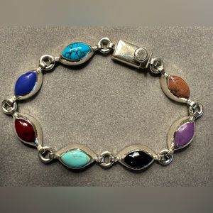 925 silver multi stone bracelet from Mexico.